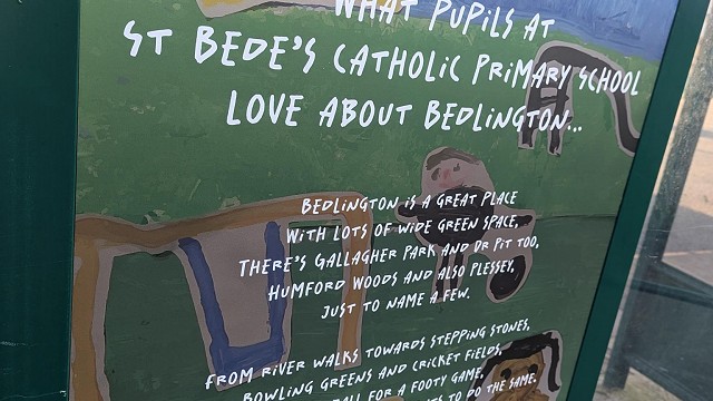 Pupils bus-shelter artwork, March 2026