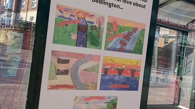Pupils bus-shelter artwork, March 2026