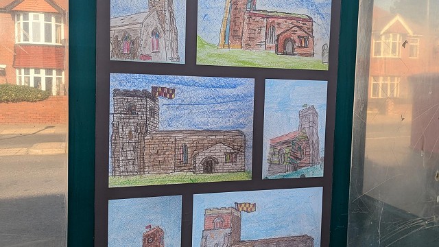 Pupils bus-shelter artwork, March 2026