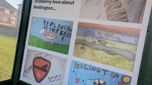 Pupils bus-shelter artwork, March 2026